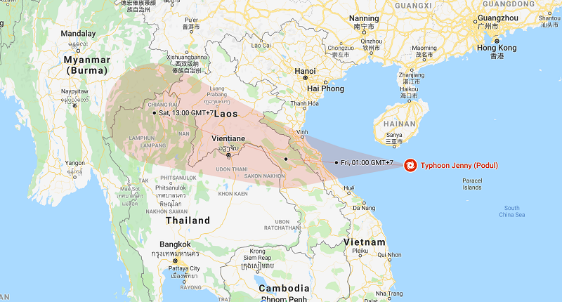 Tropical Storm Podul Set To Hit Laos Today